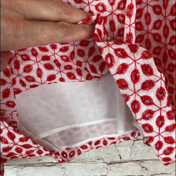 Cremieux Shorts Plus Size 14 Hi-Rise Red & White Shayla Eyelet High Waist NWT - Picture 7 of 9